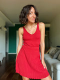 Top a coste in maglia di cotone fragola