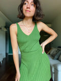Top a coste in maglia di cotone pistacchio