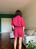 Pantaloncino in garza di cotone ciliegia