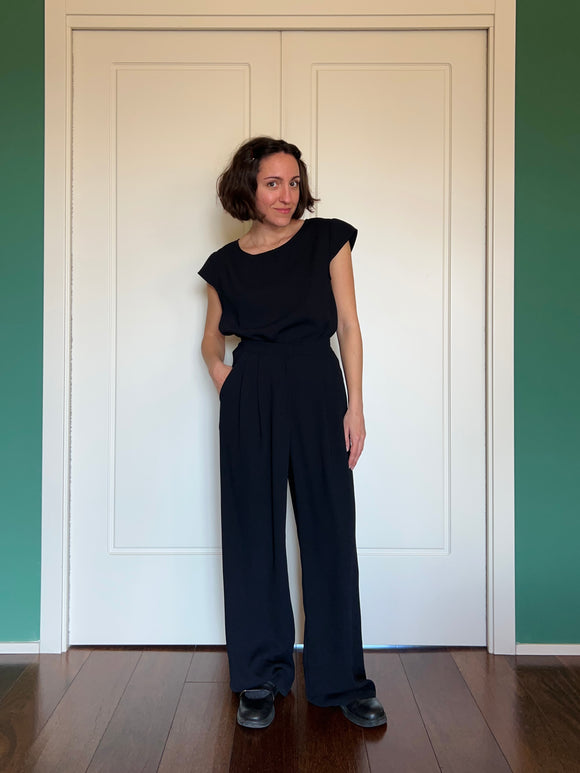 PRE ORDINE • Pantalone sartoriale con le pince nero