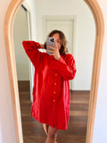 Chemisier rosso con applicazioni