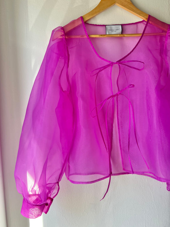 PRE ORDINE • Camicia con laccetti organza fuxia