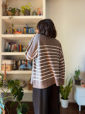 PRE ORDINE • Maglione over noce righe panna
