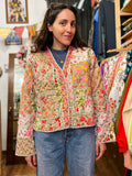 Giacca trapuntata double-face • modello cardigan • patchwork beige