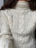 Maglione bianco bottonato multicolor