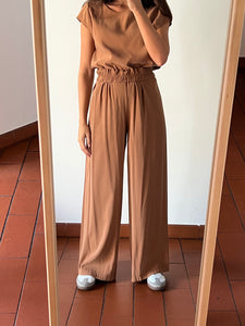 PRE ORDINE • Panta palazzo cupro biscotto