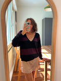 Pullover a righe vinaccia