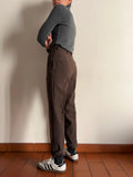 Pantalone di lana marrone slim