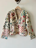 Giacca trapuntata double-face • modello cardigan • fantasia base panna