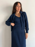 Cardigan corto cotone blu