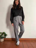 Pantalone a vita alta grigio