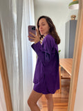 Camicia ampia cotone viola