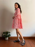 PRE ORDINE • Abito corto ampio rosa ricamato