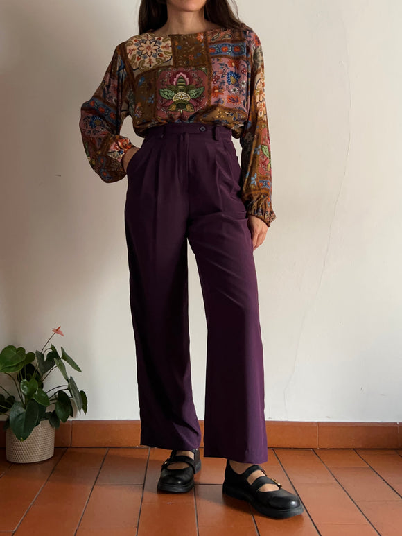 Pantalone con pince melanzana