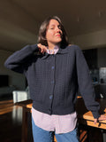 Cardigan blu con colletto
