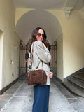 Borsa clip marrone scamosciata
