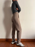 Pantalone di lana beige slim