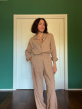 PRE ORDINE • Pantalone sartoriale con le pince misto lino biscotto
