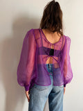 PRE ORDINE • Camicia con laccetti organza viola