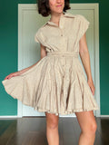 Abito chemisier con cintura senza maniche sangallo beige