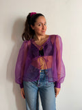 PRE ORDINE • Camicia con laccetti organza viola