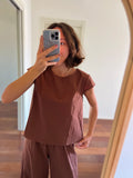 Maglietta cotone giapponese marrone