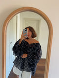 PRE ORDINE • Maxi camicia Formentera nera pois piccoli