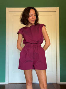PRE ORDINE • Pantaloncino misto lino burgundy