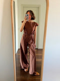 Panta palazzo cotone giapponese marrone
