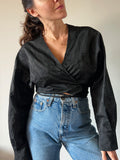 Camicia sartoriale incrociata tessuto lavorato nero