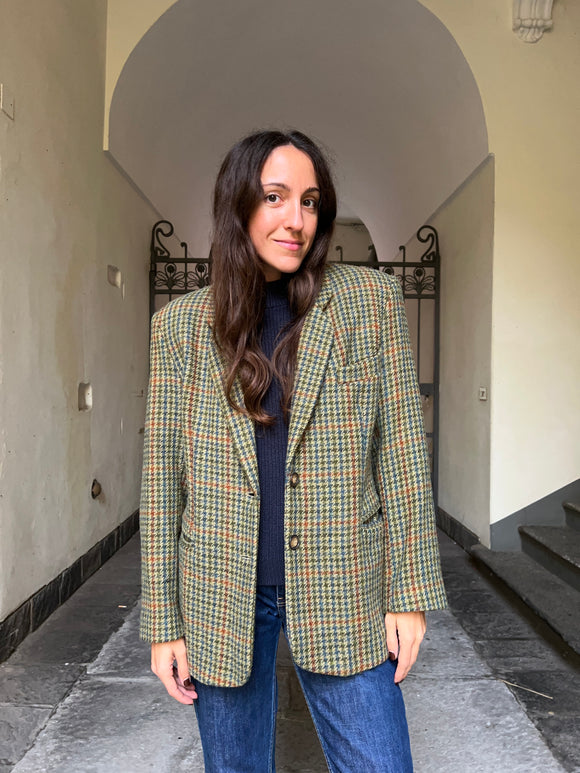 Blazer verde pied de poule colorato