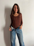 Body con bottoni e tasche marrone