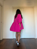 PRE ORDINE • Abito corto ampio cupro fuxia