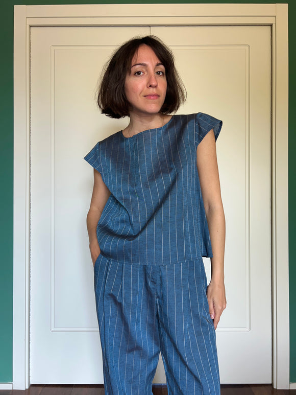 Maglietta sartoriale lino righe