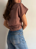 Top incrociato marrone chiaro