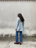 Blazer in pelle grigio-azzurro