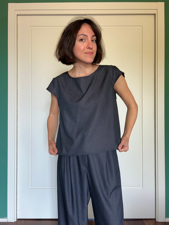 Maglietta sartoriale denim grigio