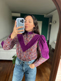 Camicia con inserti in velluto viola
