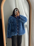 Cardigan fluffy blu