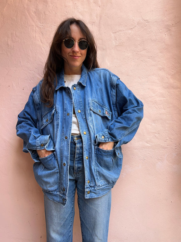 Giacca jeans over con tasche