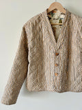 Giacca trapuntata double-face • modello cardigan • fantasia base panna