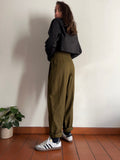 Pantalone tripla pince verde oliva