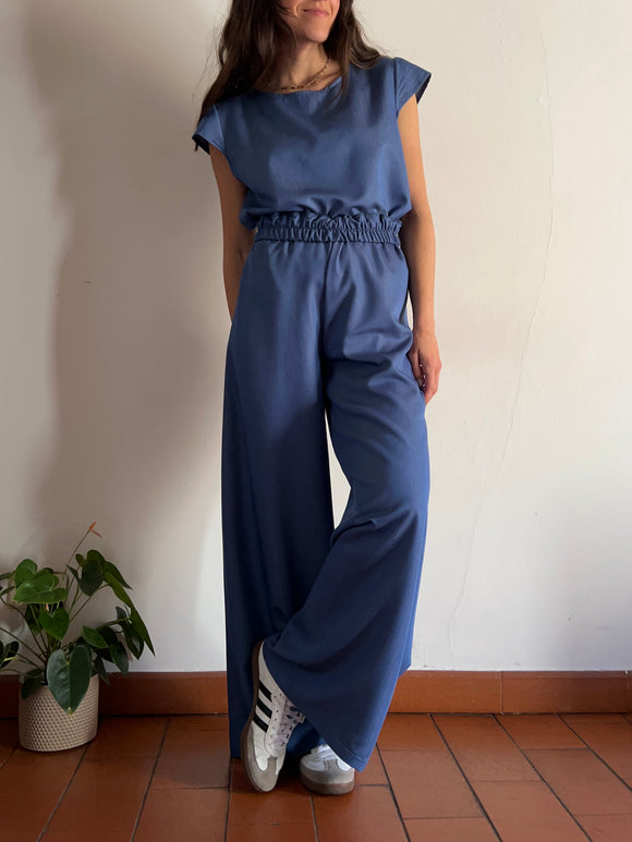 PRE ORDINE • Panta palazzo denim azzurro