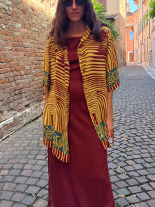 Camicia lunga senape striata