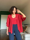 Kimono in maglia di cotone fragola