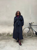 Maxi trench sartoriale nero