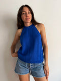 Top in maglia di cotone bluette