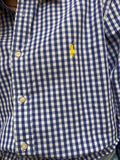 Camicia Gilbi Ralph Lauren quadretti blu stemma giallo