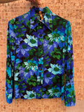 Camicia anni 70 fiorata blu