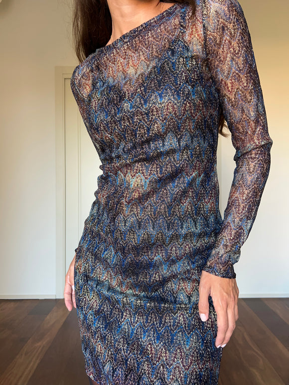 Abito corto tipo Missoni blu